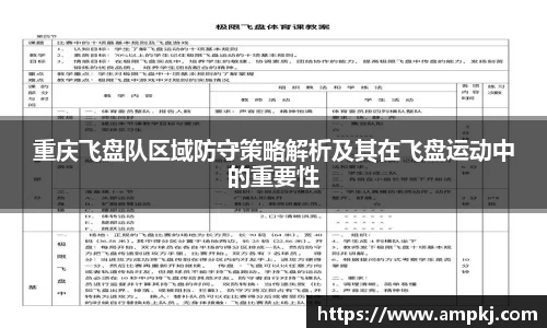 重庆飞盘队区域防守策略解析及其在飞盘运动中的重要性